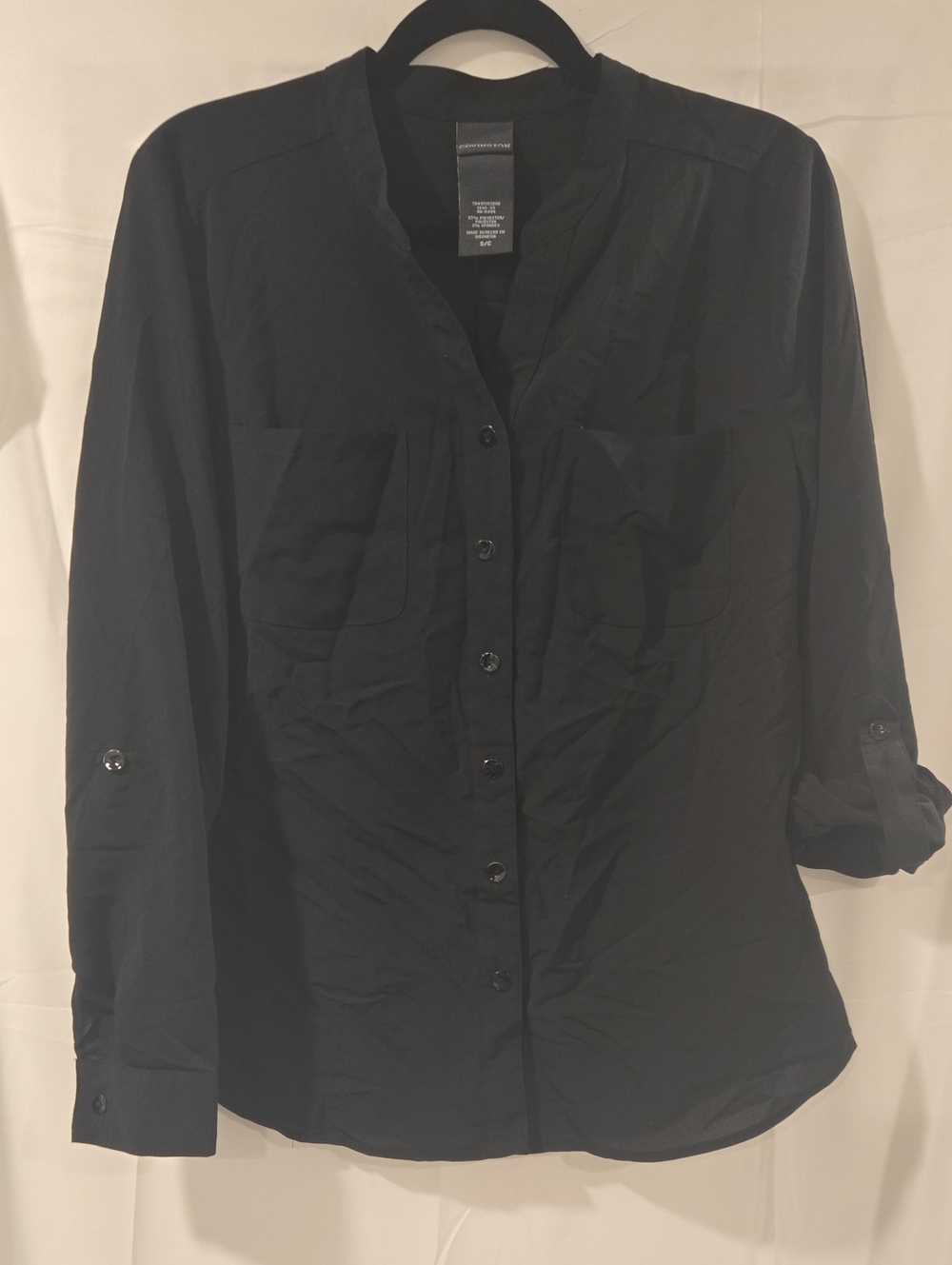 Covington Women's Black Roll-Tab Long Sleeve Button Down Shirt